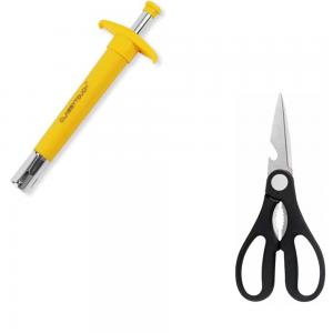 Combo Offer Classy Touch CT-1116 Stylish Touch Lighter with Blister ABS Yellow, Classy Touch CT-237 Multifunctional Scissor Black