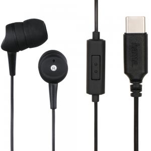 Hama 184105 Basic4Phone USB-C Headphones In-Ear Microphone Cable Kink Protection Black