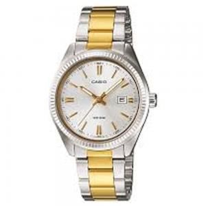 Casio MTP-1302SG-1B3VDF Mens Watch Analog White Dial Silver & Gold Stainless Band