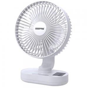Geepas GF21157 Rechargeable Fan with Led Light 8in White