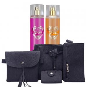 Buy Generic Fashion Four Piece Shoulder Bag Messenger Bag Wallet Handbag For Women, Black and Get