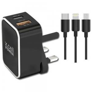 Xcell HC-226MLC Fast Wall Charger With 3in1 Cable Black