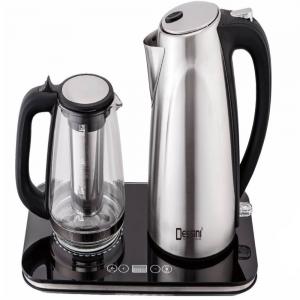 Dessini LM149 Electric Glass Tea Maker 2 liters and 1.2 Liters tea pot capacity Silver