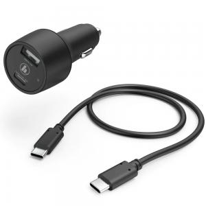 Hama 210522 Car Charging Kit USB-C USB-A PD QC 30W USB C Cable 1 m Black