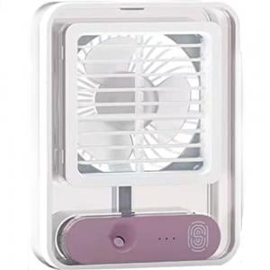Adjustable Portable Desktop Transparent Spray Light Mini Cooling Fan White