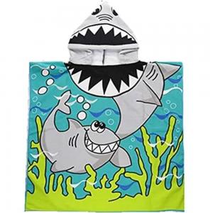 Shark Printed Poncho Towel With Hood N31995443A Blue and Green