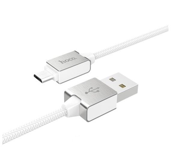Hoco U49 Refined steel charging data cable for Micro-USB , white