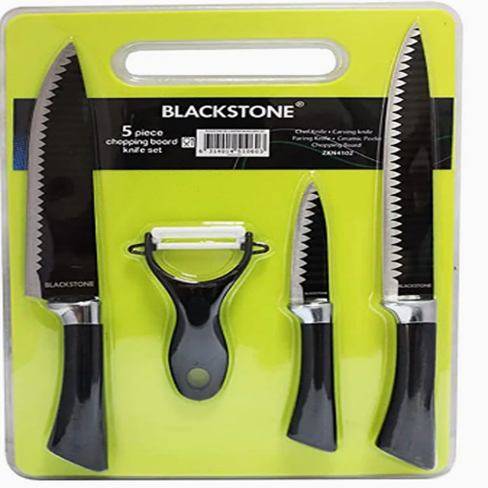 Buy Blackstone Knife Set Kitchen Tools Knife Set With Chopping Board Set Of  5pcs Green Online Dubai, UAE