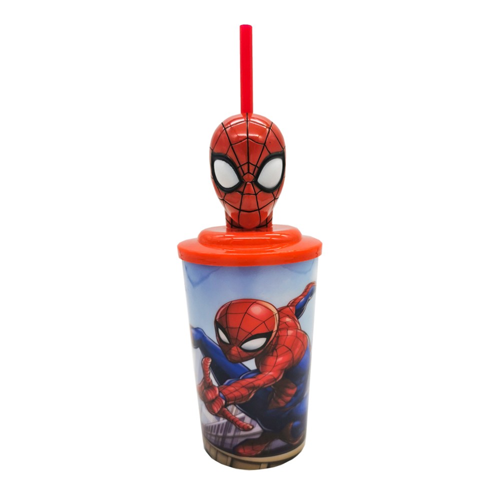 Sip N Sound Marvel Spider Man Recyclable Straw With 400ml Cup, Red, MSNS18004