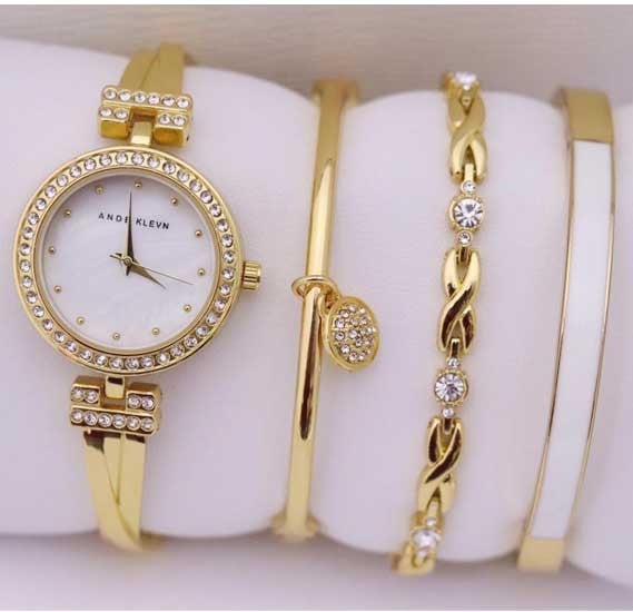 Buy Ande Klevn Fashion Wrist Watch Set For Ladies White Design Online ...