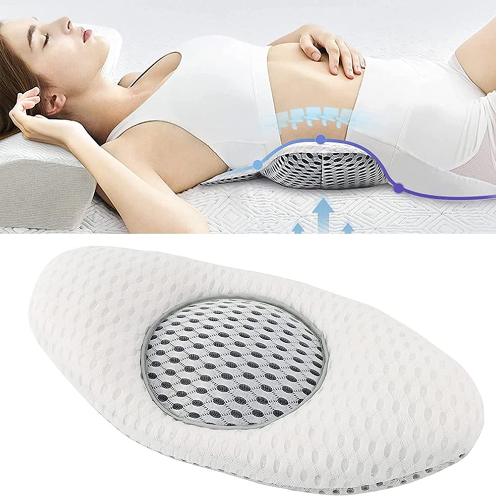 Lumbar Pillow for Sleeping, Adjustable Height 3D Air Mesh Back