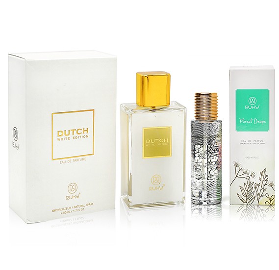 Ruky Dutch White Unisex 80ml+ Ruky Floral Drops Eau De Perfume 30ml