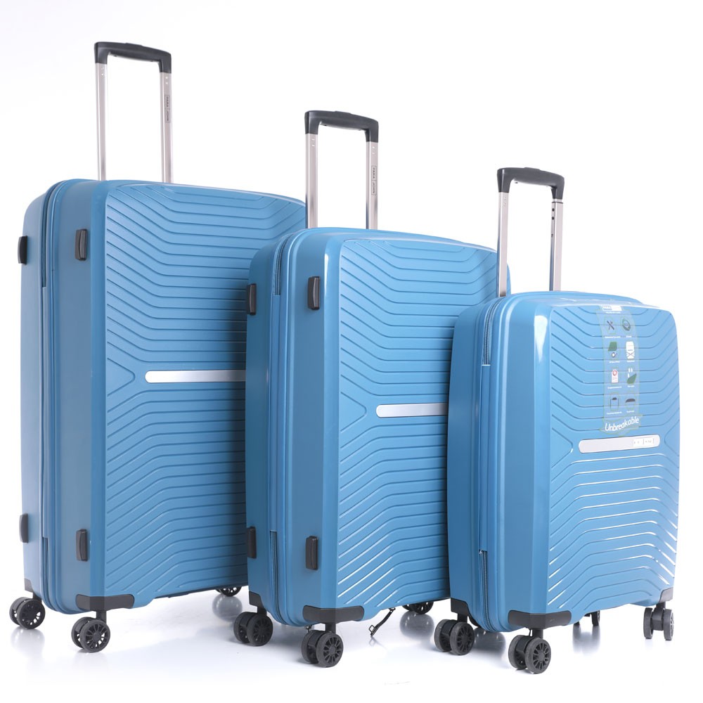Buy Parajohn 3 Piece Travel Luggage Trolley Bag Set Sky Blue Blue ...