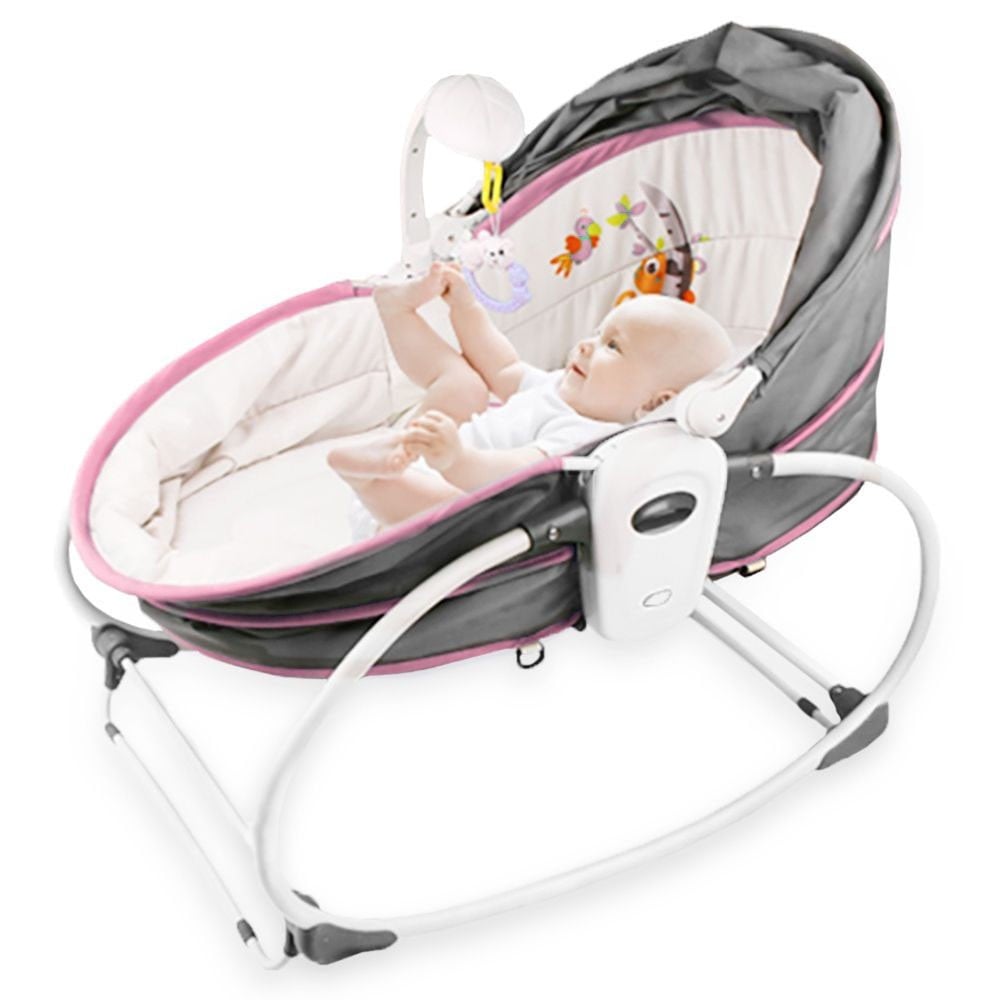 Teknum TK_5in1RK_PI 5In1 Cozy Rocker Bassinet with Awning and Mosquito Net Pink