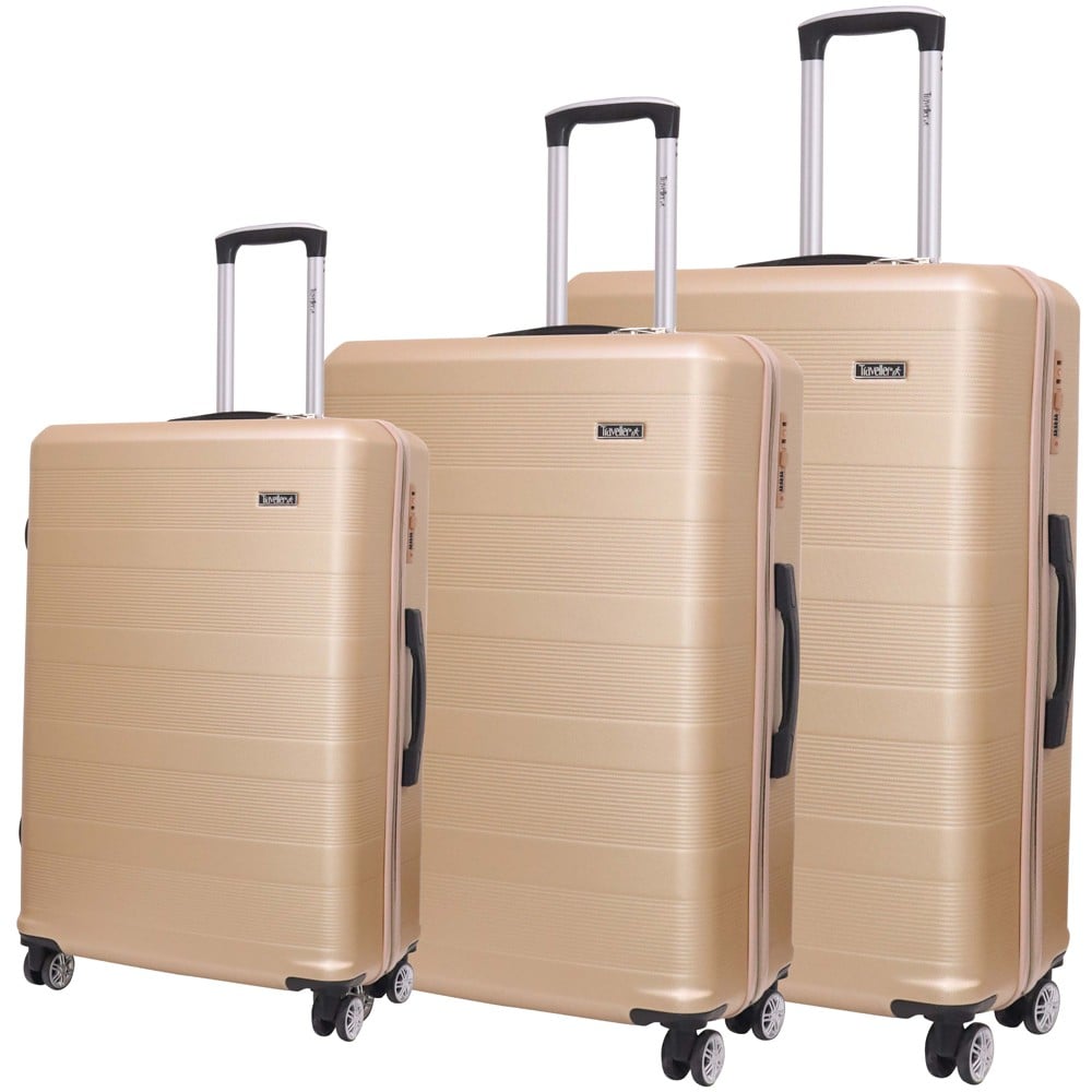Traveller ABS 4 Wheel Premium Luggage Trolley 3pcs Set, Pink, TR-3300
