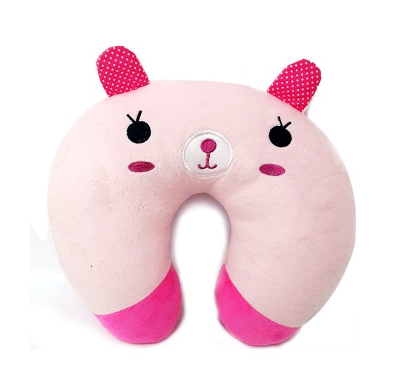 Buy Caravaan Pink Bear Neck Pillow for Kids Size 31cm Online Dubai ...