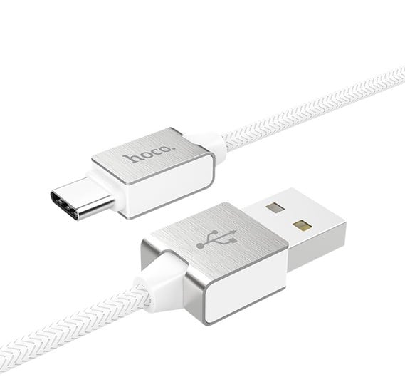 Hoco U49 Refined steel charging data cable for Type-C, white