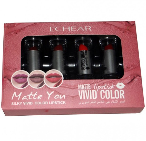 LCher Matte Lipstick Vivid Color 3.9gm x 4pcs, DQ1144A