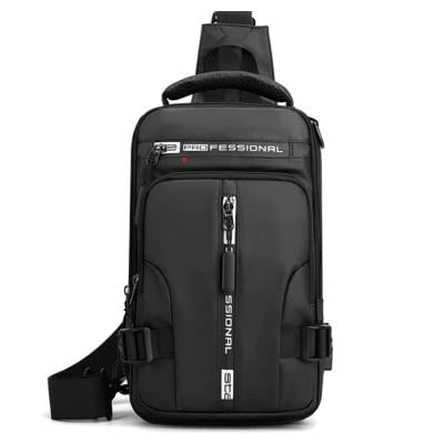 Casual Men Shoulder Bag Multi-Functional Crossbody Bags USB Charging Port Sling Backpack Bag Zipper Water Resistant Sports Purse