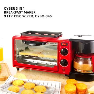 Cyber 3 In 1 Breakfast Maker 9 Ltr 1250 W Red, CYBO-345