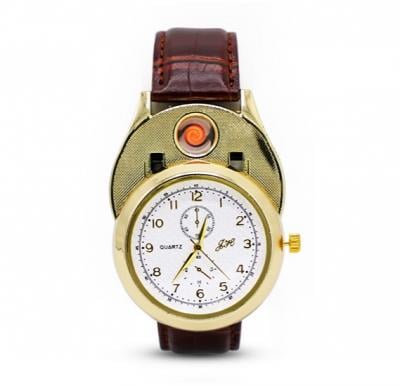 Jiaheng/Zhuoheng Resin Watch For Men With Cigarette Lighter & USB Charge - JH813 Brown White Gold