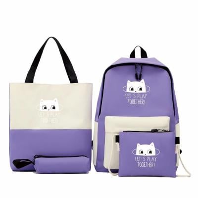 Generic Cat Backpacks 4 pcs Set Bag, Blue