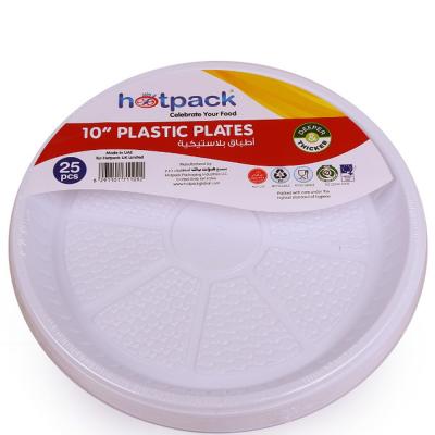 Hotpack PARPP10D Plastic Round Plate 10 inch 25 Piece with 20 Packets