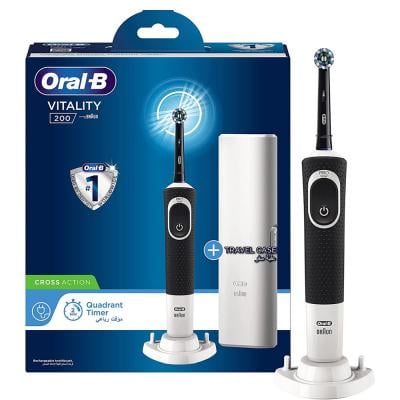 Oral B D 100.414.1X BLK Vitality 200 Toothbrush With Travel Case Black