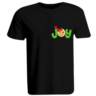 BYFT 110101008833 Holiday Themed Embroidered Cotton T shirt Gingerbread Joy Personalized Round Neck T shirt Black Small 