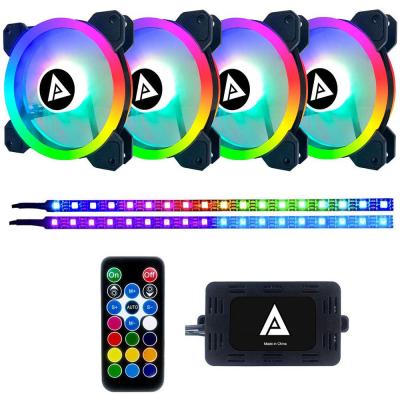 Apevia TL412L2S-RGB Twilight 4 RGB LED Fan With 2 Colour Changing Led Strips, Black