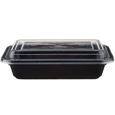 Hotpack HSMBBRE8 Base Rectangular Container 8 oz with Lids 5 Pieces Black
