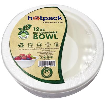 Hotpack HSMBDRB12 Biodegradable Paper Pulp Bowl 12 Oz, 10pcs White