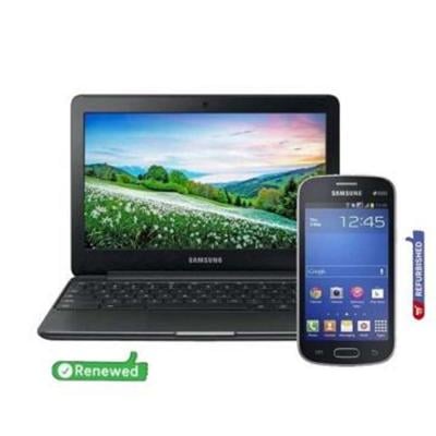2 IN 1 Combo Offer Samsung Chromebook XE500C13- 11.6 inch Celeron 2GB 16GB SSD Black -Renewed with Samsung Galaxy Trend Mobile 2GB Storage Assorted Color Refurbished