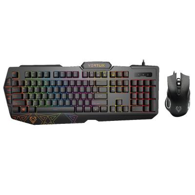 Vertux Vendetta RGB GAMING Keyboard And Mouse Combo With Quick Macro Keys Media Keys Anti-Ghosting, Black
