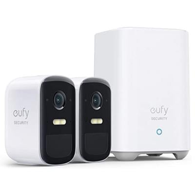 Eufy Security T88613D1 eufyCam 2C Pro 2 Cam Kit Wireless Home Security System with 2 K Resolution Home Kit Compatibility Night Vision White with Black