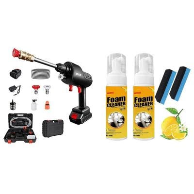 2 in 1 Bundle Cordless Electric Pressure Washer Pump Car Cleaning Kit and  Multipurpose Foam Cleaner Spray For car and House