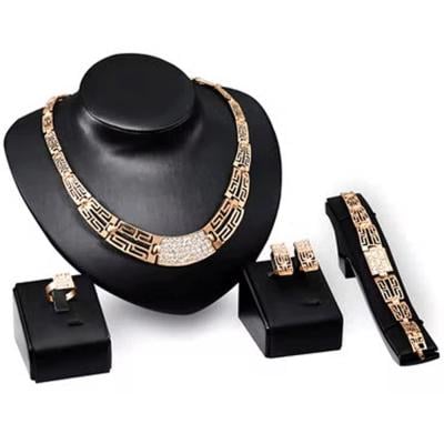 Jewellery N14799061A Necklace Earring Set Gold 4 Piece