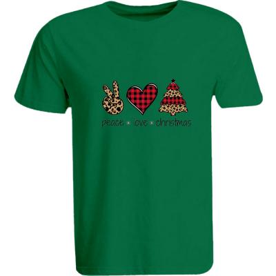 BYFT 110101009753 Holiday Themed Printed Cotton T-Shirt Peace Love Christmas Unisex Personalized Round Neck T-Shirt Green Medium