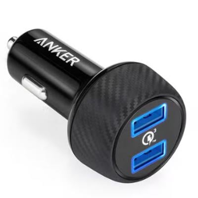 Anker N12847073A Power Drive Dual USB Fast Car Charger Black