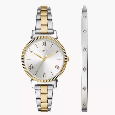 Fossil ES5249SET Daisy Three Hand Two Tone Stainless Steel Analogue Watch and Bracelet Set
