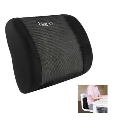 Naipo MGMS-LD26 Memory Foam Lumbar Support Cushion, Black