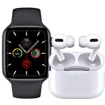 2 In 1 TWS Airpod Pro 3 Bluetooth Earphones Wireless Headset, White And W26 Plus Smartwatch Full Screen Assorted Colour