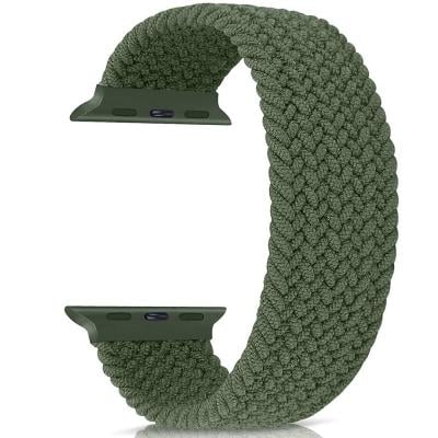 Braided Solo Loop 44mm/42mm Nylon Fabric Soft Elastic Breathable Strap Band for Apple Watch and Replica Smart Watch, Green
