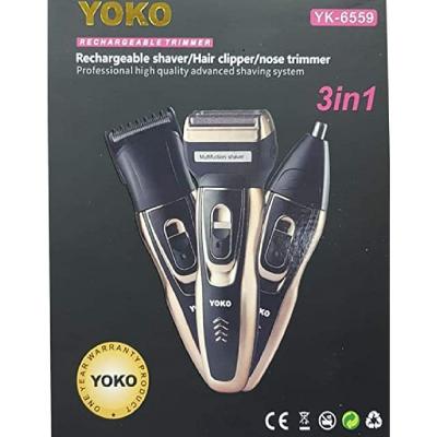 Yoko yk-6559 3in1 Rechargeable USB Shaver Hair Clipper Nose Trimmer With Ultra Thin Alloy Blade
