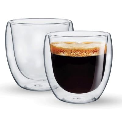 Royalford RF10524 BRS 2pc Double Wall Cup Set 150ML 1X24