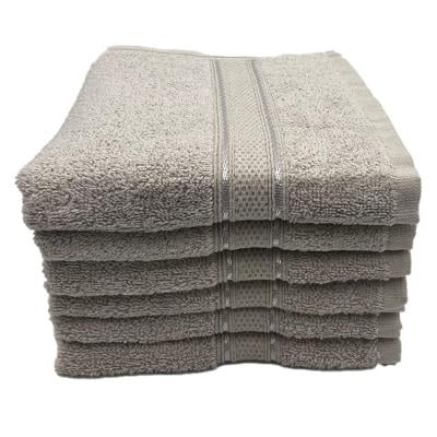 BYFT 110101008023 Daffodil Hand Towel 60x110 cm Set of 6 Light Grey 100% Cotton
