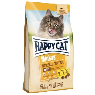 Happy Cat, [500 g] Minkas Hairball Control for adult cats with poultry, to reduce hairball formation and very gentle on the stomach