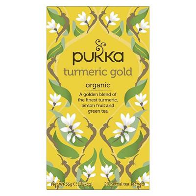 Pukka Turmeric Gold, Organic Herbal Tea with Lemon & Whole Leaf Green Tea, 20 Tea Bags