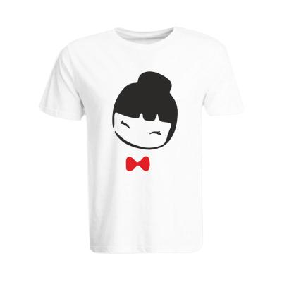 BYFT 110101009940 Holiday Themed Printed Cotton Chinese Doll Personalized Round Neck T-Shirt  For Women White Medium