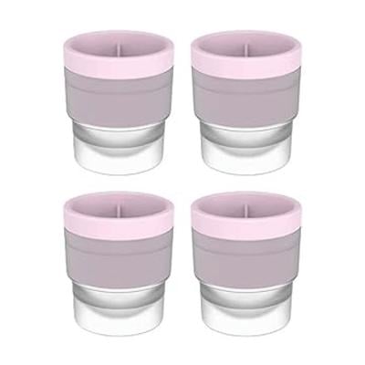 Stackable Circular Ice Hockey Mold, Whiskey Ice Mold, Round Ice Cube Molds, Large Ice Balls Maker with Lid, Easy-release Ice Ball Maker Molds for Cocktails, Drink, Tea, Coffee, Whiskey Pink 4